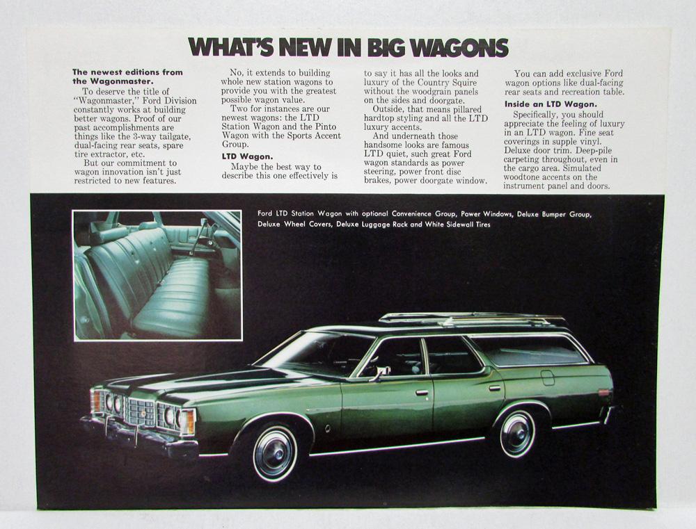 1973 Ford Wagons Sales Sheet Whats New in Big and Small LTD Pinto