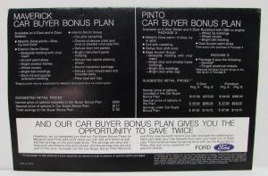1973 Ford Pinto & Maverick Sales Brochure Two Special Opportunities for You
