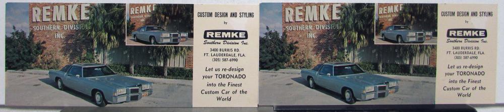 1974 Oldsmobile Toronado REMKE Custom Design Restyled Dealer Post Card Mailer