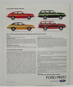 1974 Ford Pinto Sales Brochure 2 and 3 Door Runabout and Wagon Highlights
