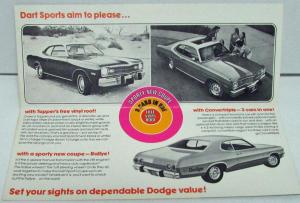 1974 Dodge Dart Sport Mailer Convertible Topper Rallye Dealer Sales Brochure