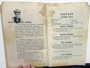 1942 Studebaker Champion Owners Manual Guide Original