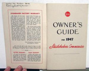 1947 Studebaker Commander Owners Manual Guide Original