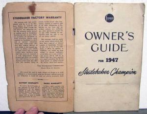 1947 Studebaker Champion Owners Manual Guide Original