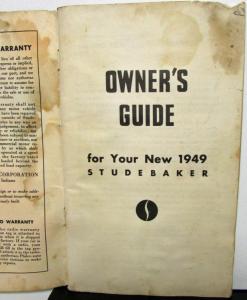 1949 Studebaker Land Cruiser Owners Manual Guide Original