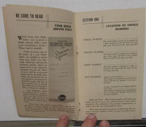 1949 Studebaker Land Cruiser Owners Manual Guide Original