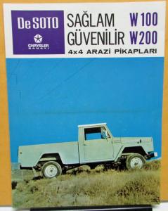 1973 Desoto Chrysler Sanayi Truck W100 200 Foreign Dealer Brochure Turkish Text