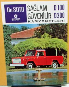 1973 DeSoto Chrysler Sanayi Truck D100 200 Foreign Dealer Brochure Turkish Text