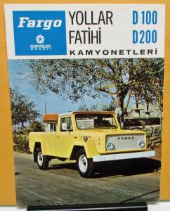 1973 Fargo Chrysler Sanayi Truck D100 200 Foreign Dealer Brochure Turkish Text