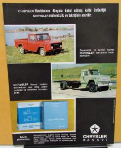1973 De Soto Truck PD-600 Chrysler Foreign Dealer Brochure Turkish Text Original