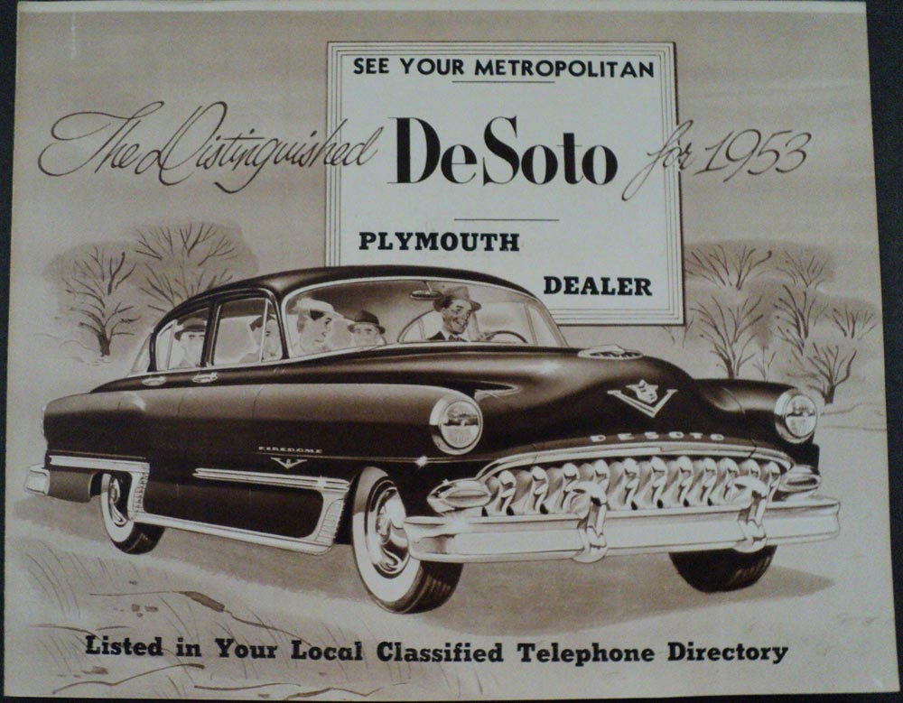 1953 DeSoto FireDome V-8 Powermaster 6 Sportsman Wagon Sedan Coupe Sales Folder