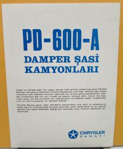 1973 Chrysler Sanayi Truck PD-600-A Foreign Turkish Sales Brochure Data Sheet