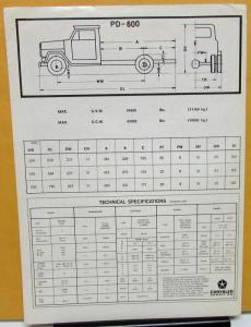 1973 Dodge Chrysler Truck PD-600 Diesel Turkish Dealer Brochure English Text