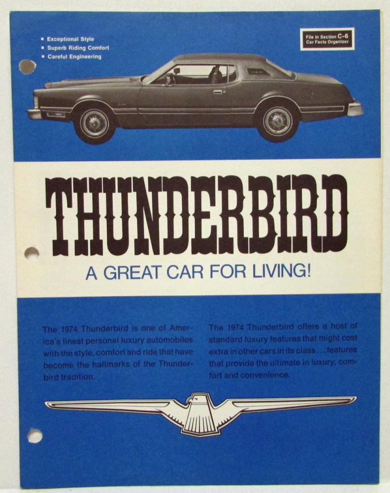1974 Ford Thunderbird Sales Folder A Great Car for Living