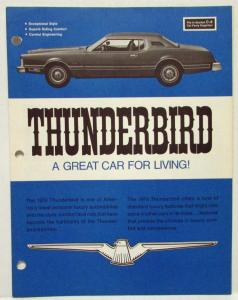 1974 Ford Thunderbird Sales Folder A Great Car for Living