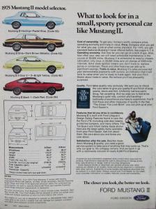 1975 Ford Mustang II Hardtop Ghia 2+2 Mach 1 Sales Brochure Original