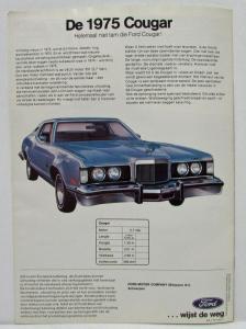 1975 Ford Mustang Monarch LTD Torino Cougar Europe Dutch Text Sales Brochure