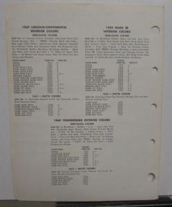 1969 Lincoln Continental and Mark III Paint Chips by PPG Distler