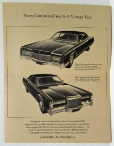 1970 The Previously Owned Lincoln Continentals Sales Folder