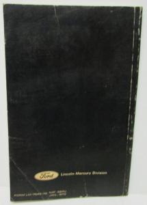 1970 All Lincoln Mercury Carlines Charging System Diagnosis Manual