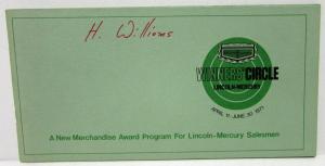 1971 Lincoln Mercury Merchandise Award Program Booklet for Salesman