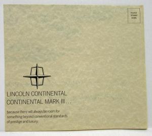 1971 Lincoln Continental and Mark III Sales Mailer/Folder