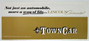 1972 Lincoln Continental Town Car Custom Conversion Sales Folder by Eagle Coach
