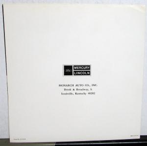 1972 Lincoln Continental Mark IV Sales Brochure Mailer