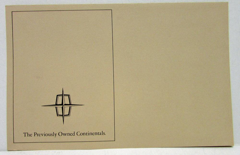 1972 Lincoln Previously Owned Continentals Sales Folder