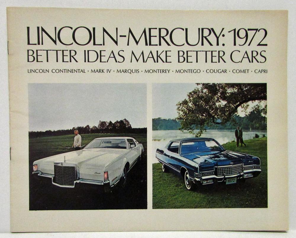 1972 Lincoln Mercury Sales Brochure Continental Mark IV Marquis Monterey Cougar