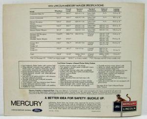 1972 Lincoln Mercury Sales Brochure Continental Mark IV Marquis Monterey Cougar