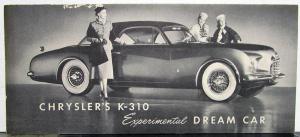 1952 1953 Chrysler K-310 Dream Concept Car Sales Brochure