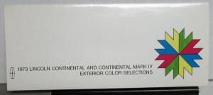 1973 Lincoln Continental & Mark IV Exterior Color Selections Paint Chips Folder