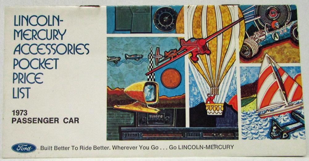 1973 Lincoln Mercury Accessories Pocket Price List for Salesman