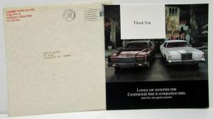1973 Lincoln Continental Sales Folder with Thank You Card and Envelope