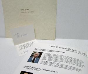 1973 Lincoln Continental Sales Folder with Thank You Card and Envelope
