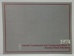 1974 Lincoln Continental and Mark IV Exterior Color Selection Paint Chips Folder