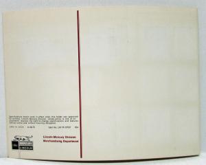 1974 Lincoln Continental and Mark IV Exterior Color Selection Paint Chips Folder