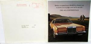 1974 Lincoln Continental Sales Folder Before You Spend
