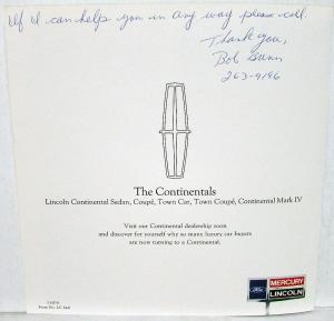 1974 Lincoln Continental Sales Folder Before You Spend