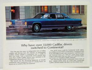 1975 Lincoln Continental Mark IV Coupe Sedan Sales Folder