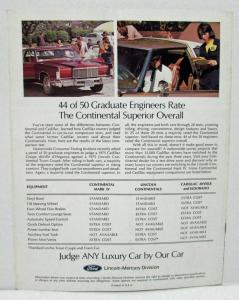 1975 Lincoln Continental Sales Brochure Challenging the Competition