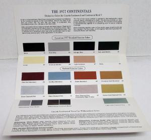 1977 Lincoln Continental and Mark IV Exterior Color Selection Paint Chips Folder