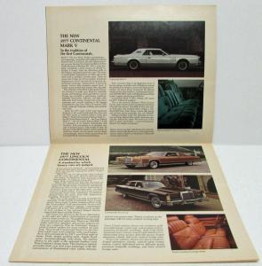 1977 Lincoln Mercury Full Line Sales Folder Mark V Continental Marquis Cougar