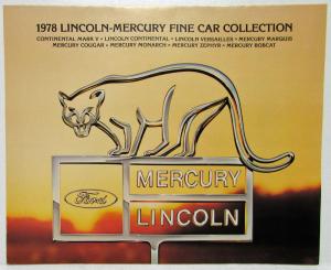 1978 Lincoln Mercury Full Line Sales Folder Mark V Continental Marquis Cougar