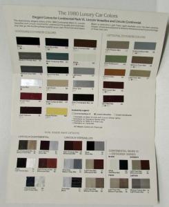 1980 Lincoln Continental Mark VI Versailles Color Selections Paint Chips Folder