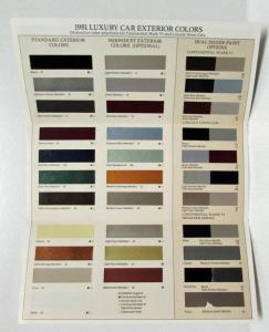 1981 Lincoln Continental Mark VI Versailles Color Selections Paint Chips Folder