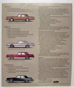 1983 Lincoln Mark IV Continental Sales Folder The Finest Luxury Cars