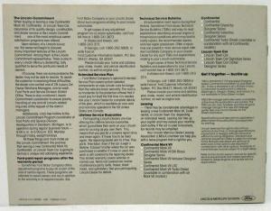 1985 Lincoln Continental Mark VII Town Car Sales Folder