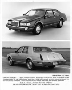 1985 Lincoln Mark VII and Continental Press Photo 0082